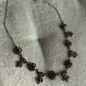 Silver Necklace with Floral Crystal Accents